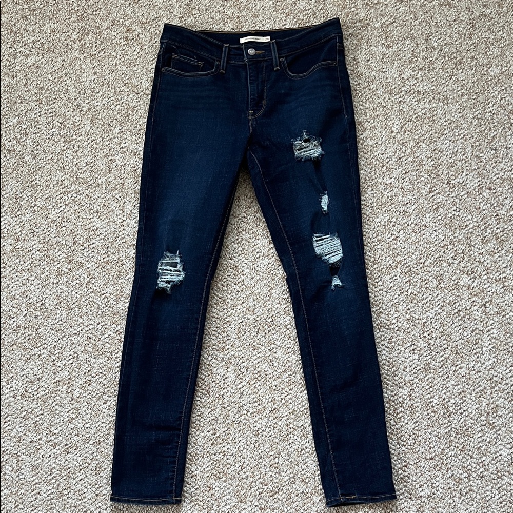 Levi's Women's Dark Wash Distressed 311 Shaping Skinny Jeans - 28x30